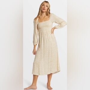 Billabong Cream Floral Long Sleeve Dress